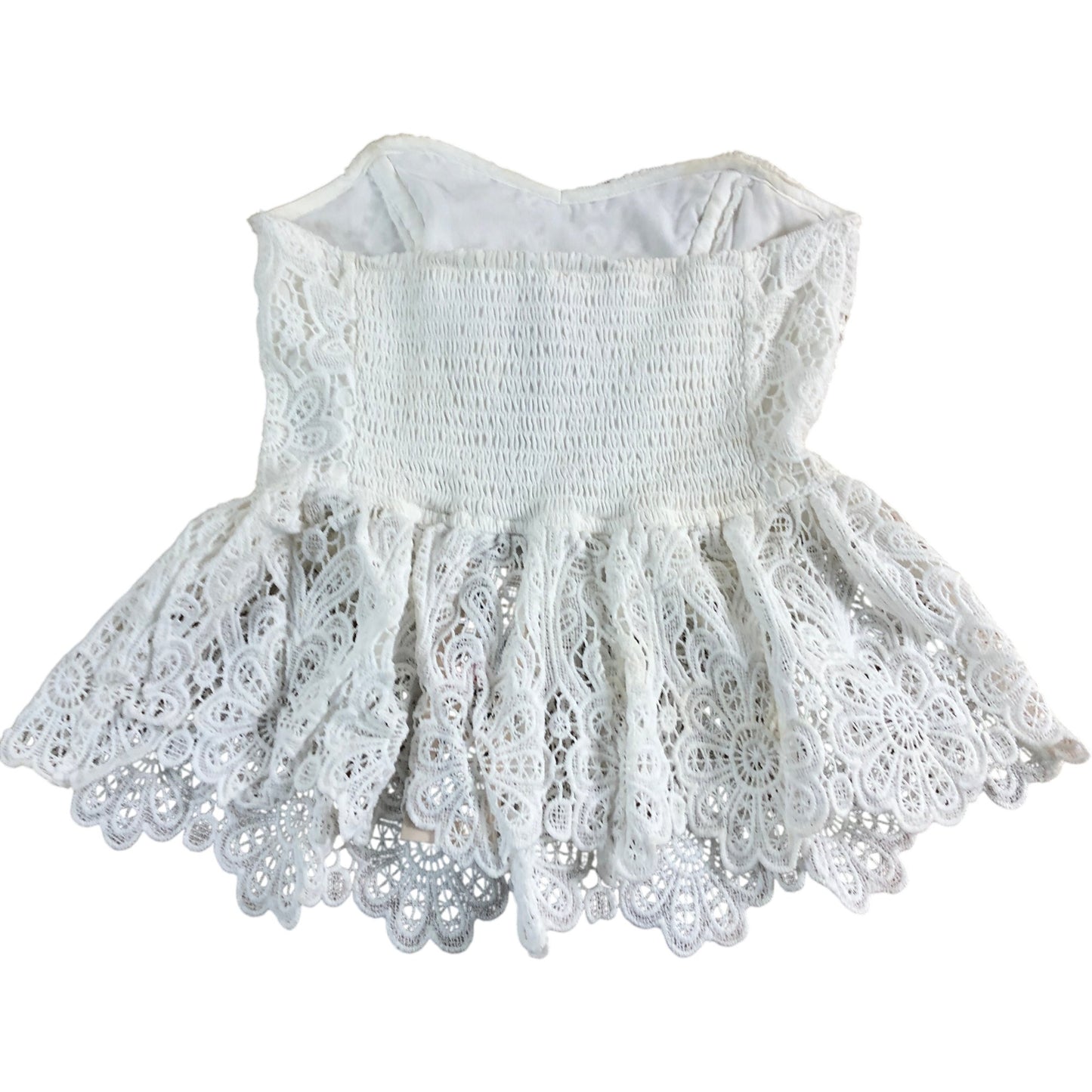 River Island Women's White Lace Peplum Top UK6 Floral Detail Sleeveless