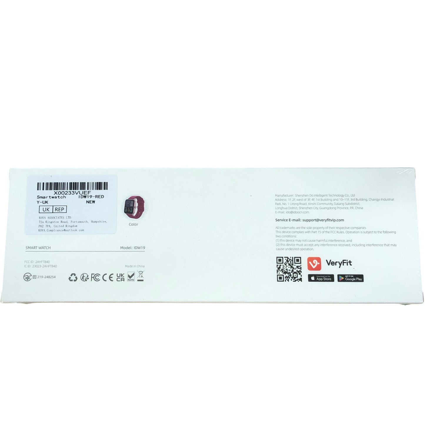 Smart Watch IDW19 Red Fitness Trackers Health Monitor