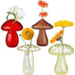 Mushroom Shaped Glass Bud Décor Vase Clear Flower Pot Modern Home 4 Pieces