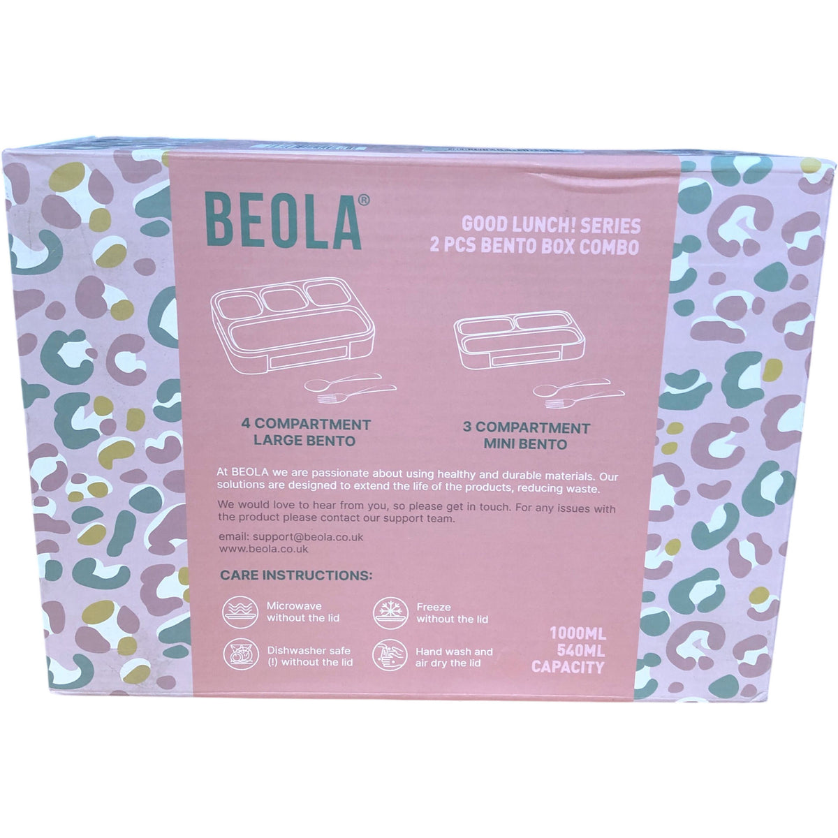 Beola 2 Pcs Bento Box Leakproof Meal Planner Set Combo Pink