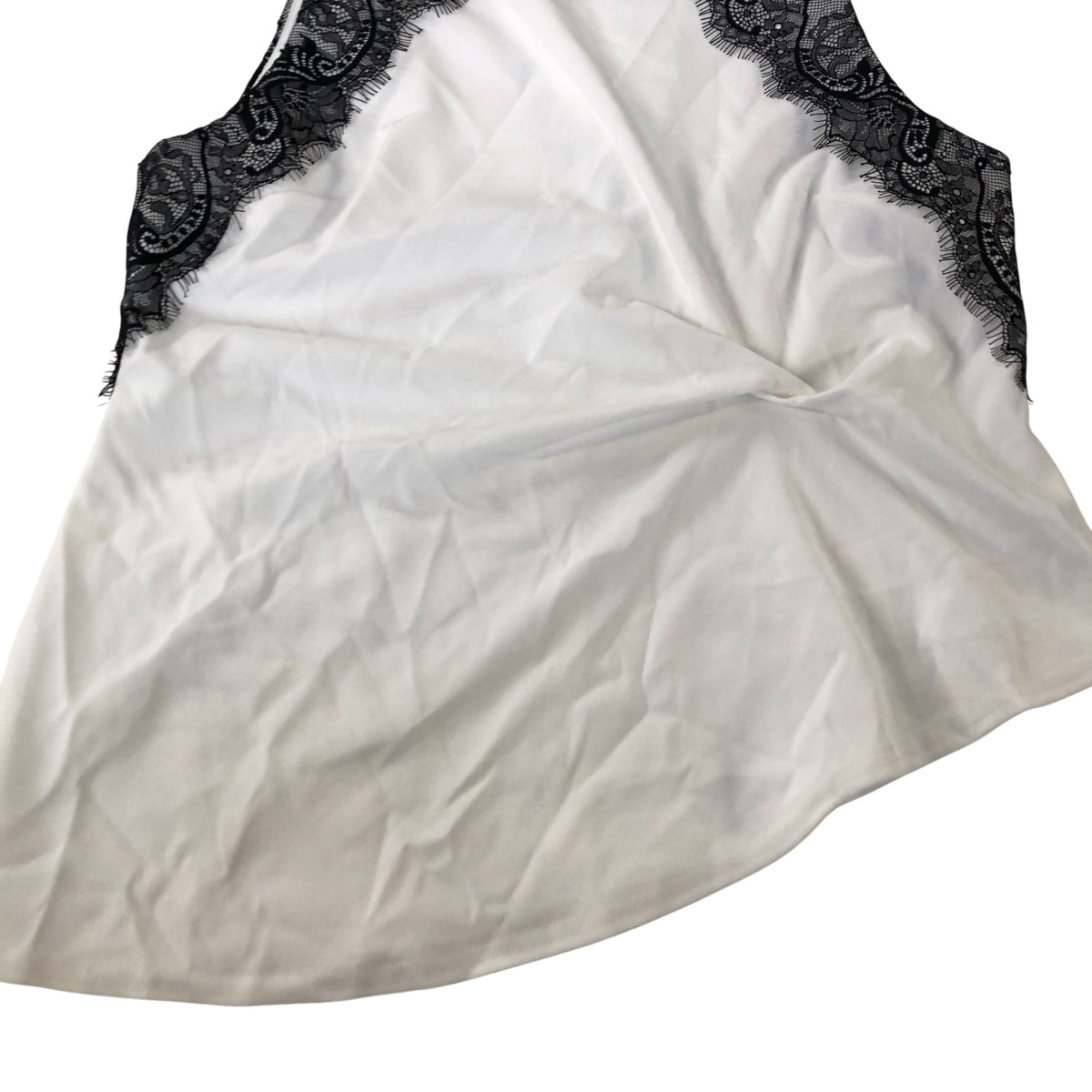 River Island Sleeveless Lace Trim Top Women's Elegant White Black Medium