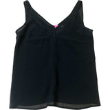Black Lace Trim V Neck Camisole Top Women's Sleeveless Elegant XS