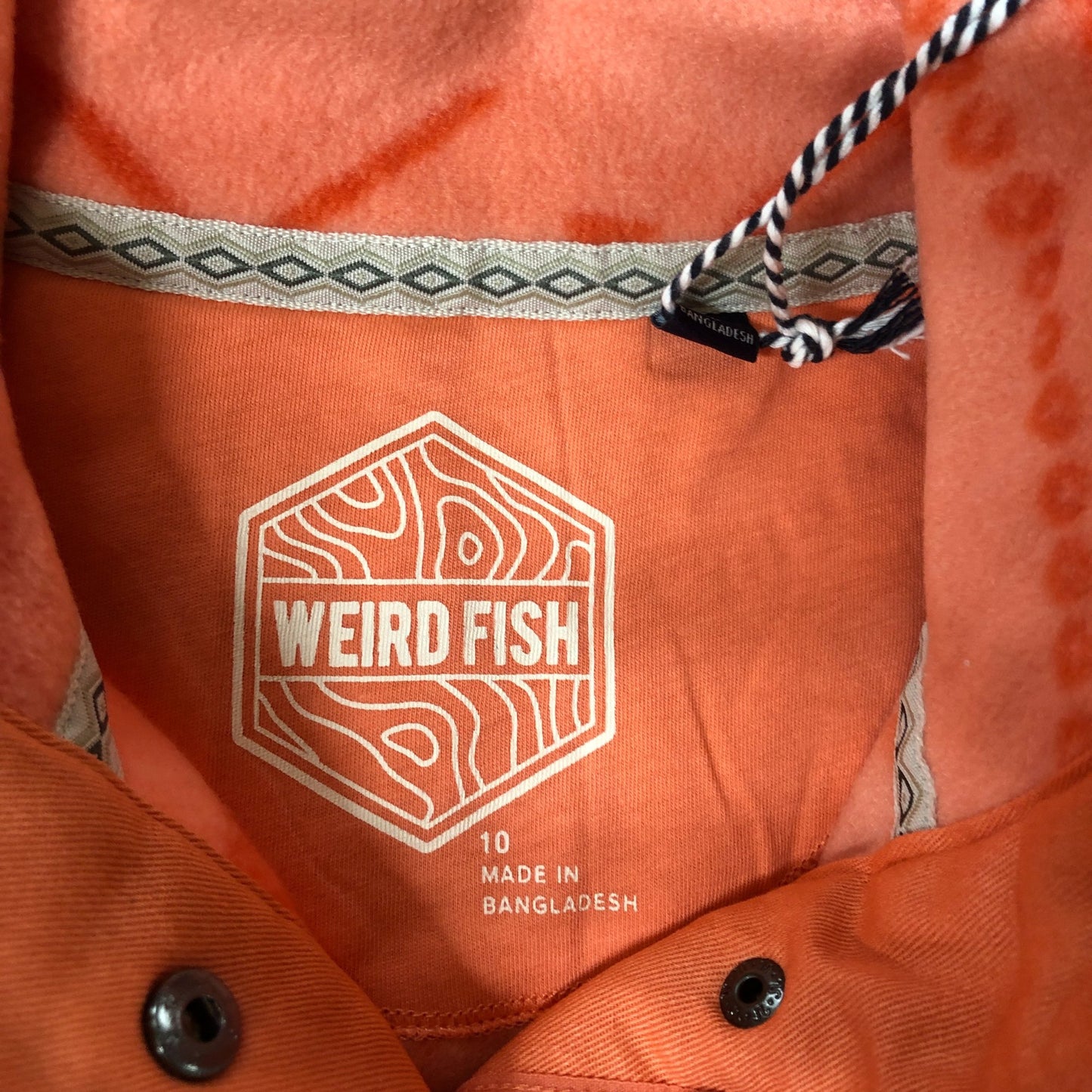 Weird Fish Amy Sweatshirt Size 10 Women's Dark Coral Patterned Fleece