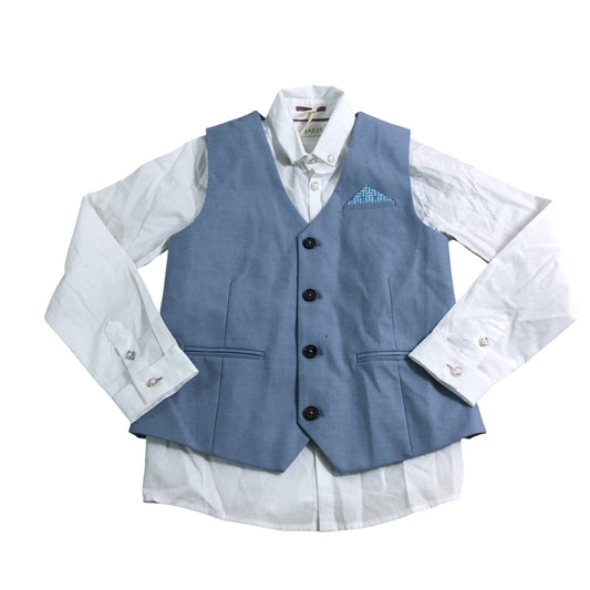 Baker By Ted Baker Boys 8 Years Blue Waistcoat And White Shirt Set