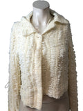 River Island Cream Cropped Jacket UK8 Women's Frill Textured Blazer Coat