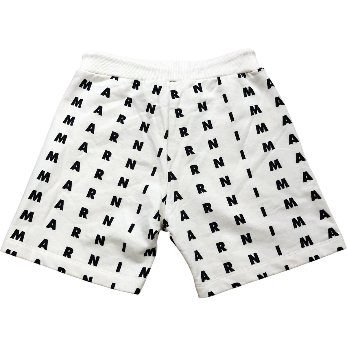 Marni Boys Shorts Age 8 Cream with Black Lettering Elastic Waistband