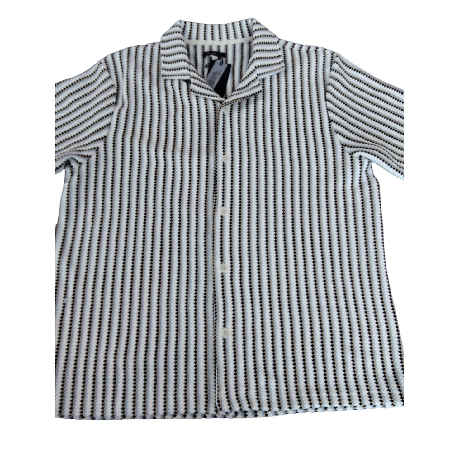 River Island Men's Casual Shirt Large Lightweight Striped Pattern Short Sleeve