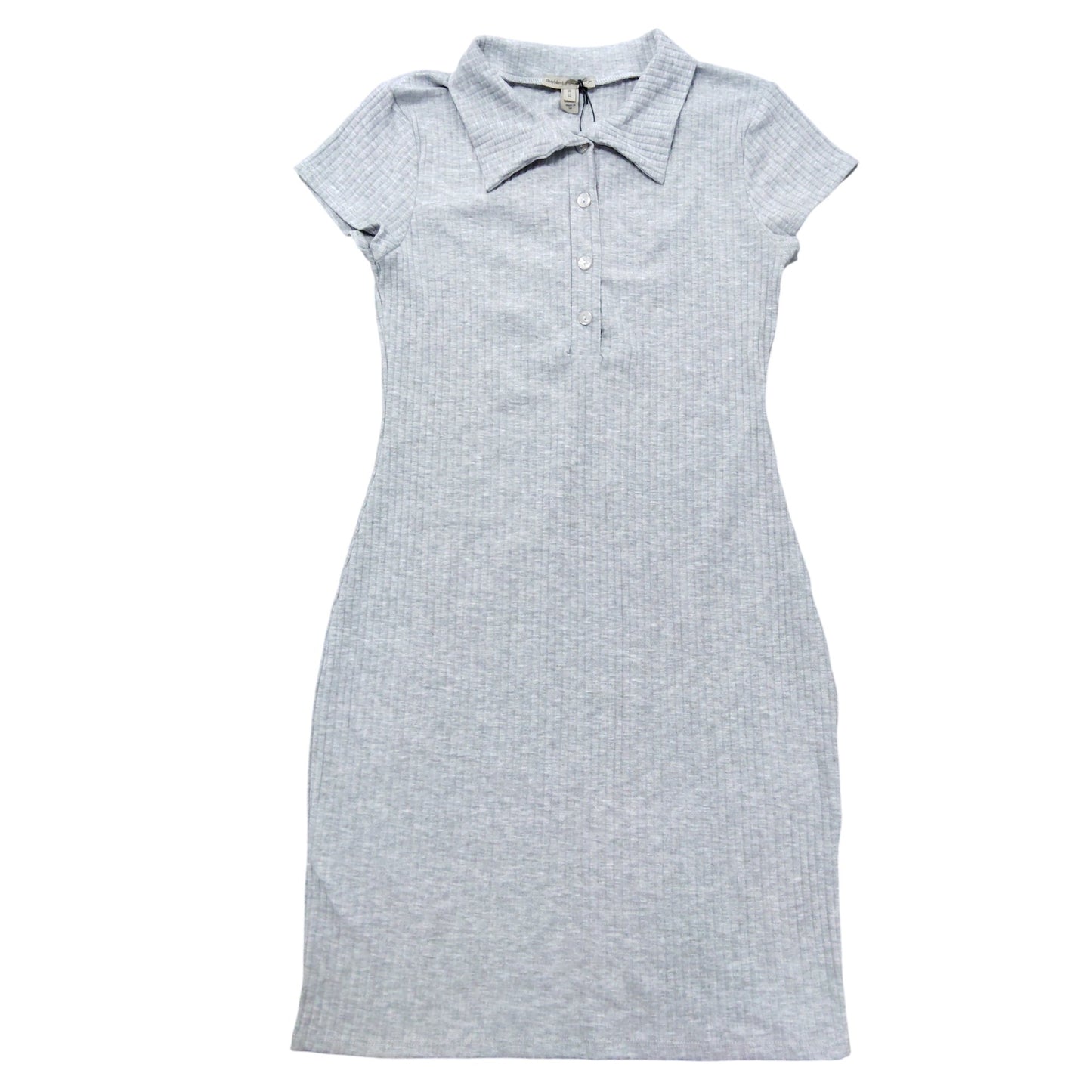 River Island Polo Dress UK M Women's Grey Ribbed Button Detail Casual Wear