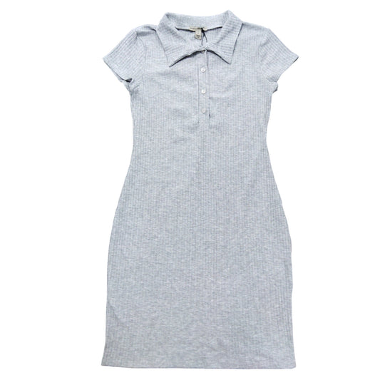 River Island Polo Dress UK M Women's Grey Ribbed Button Detail Casual Wear