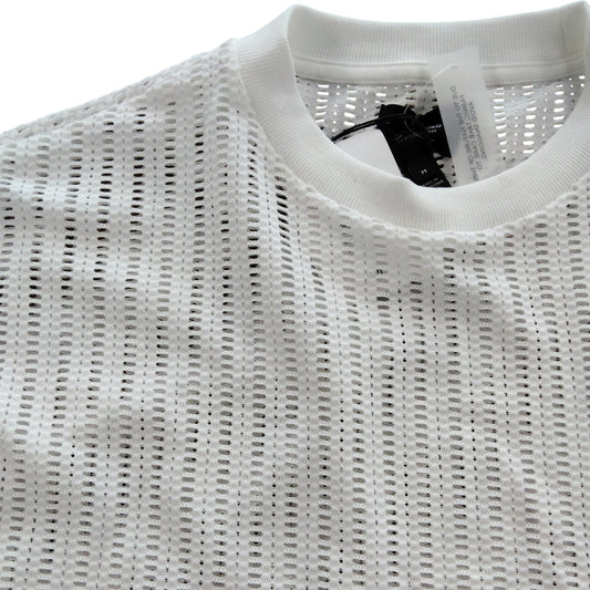 River Island Men's UKM Mesh Knit T-Shirt White Short Sleeve Casual Top