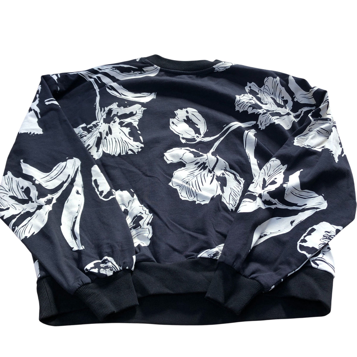 River Island Black Floral Print Sweatshirt Women's Long Sleeve Top Size Small