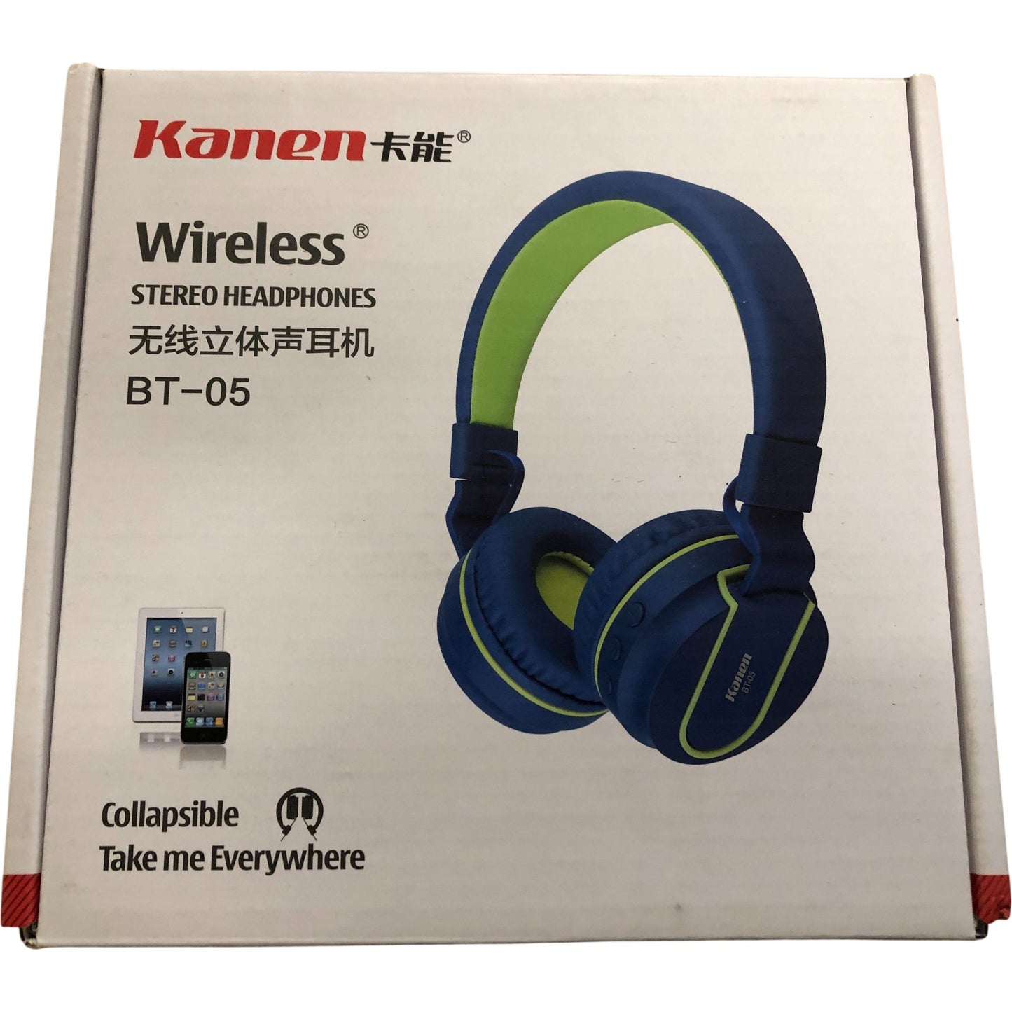 Kanan BT-05 Wireless Stereo Headphones Collapsible Bluetooth Black Green