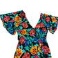 Floral Print Maxi Dress UK6 Women's Short Sleeve V Neck Multi Colour