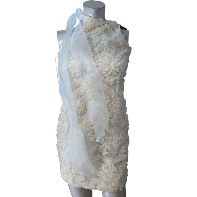 River Island Cream Floral Detail Dress UK Size L Women's Elegant Party Wear