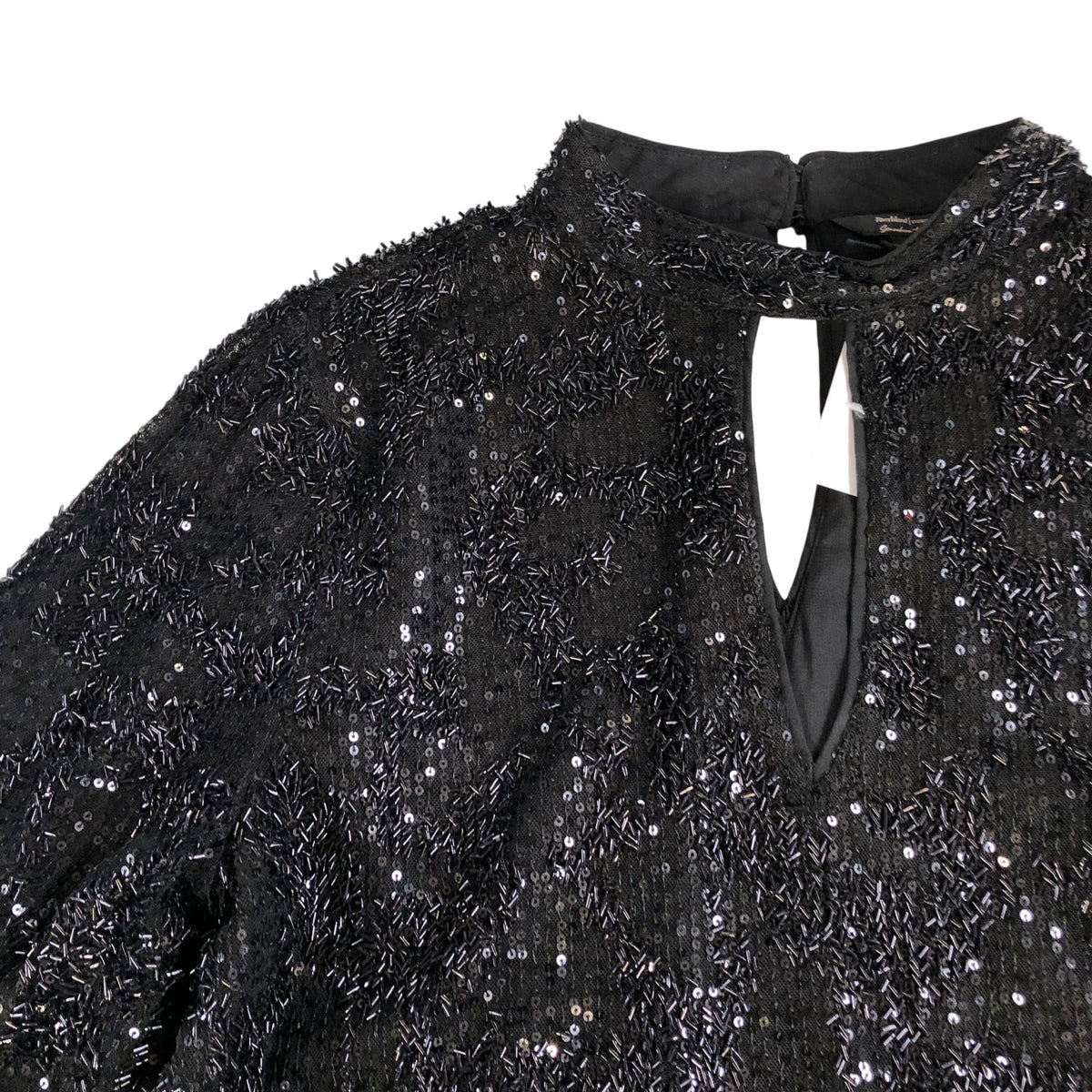 Black Sequin Long Sleeve Top UK12 Women's