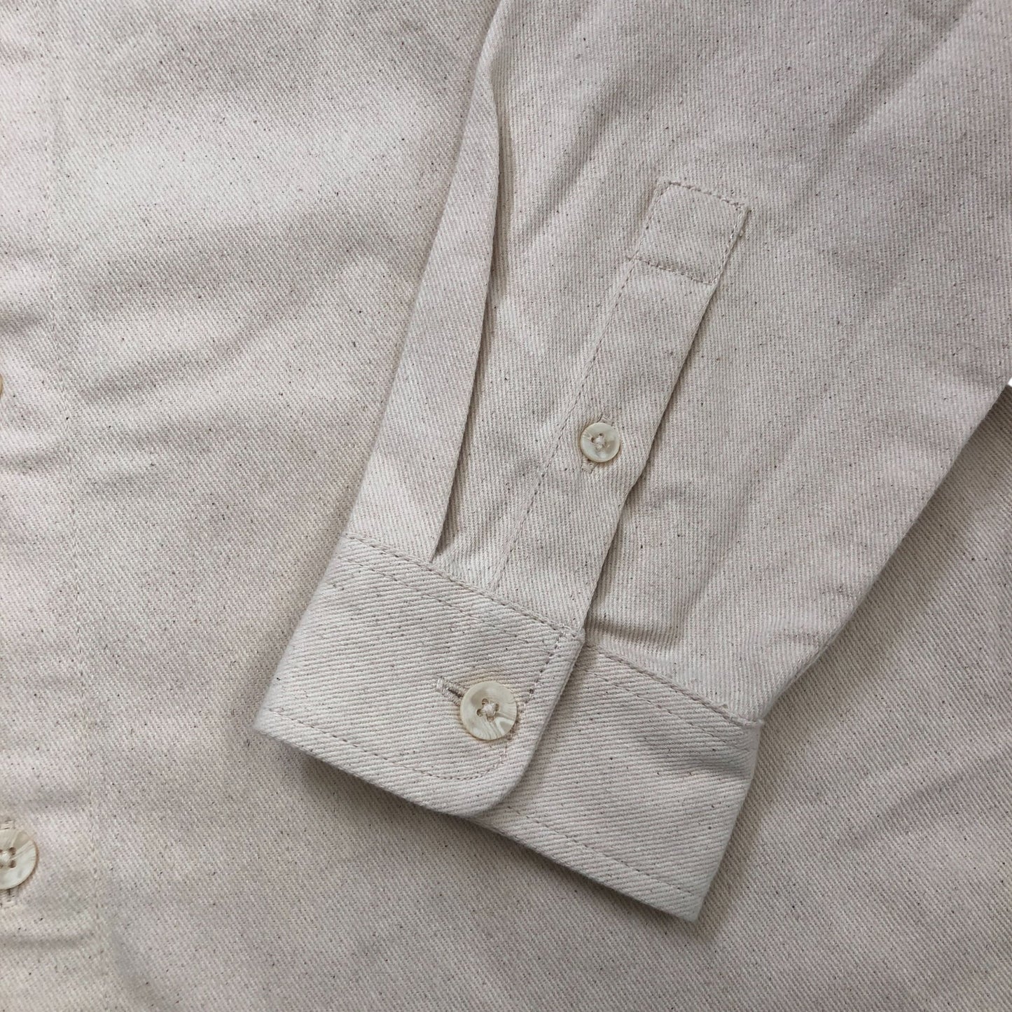 River Island Studios Shirt Size L Men's Long Sleeve Casual Cream Cotton Top