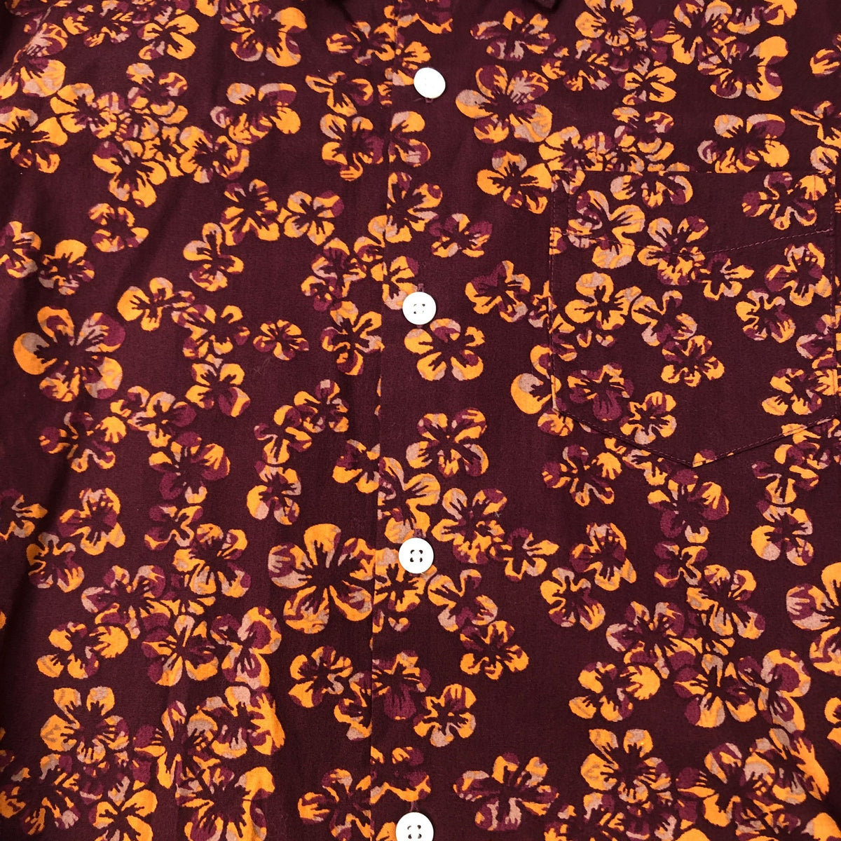 Floral Casual Shirt Men's Long Sleeve Burgundy Size M