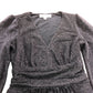 Black Sparkly Maxi Dress UK4 Petite Women's Long Sleeve V-Neck