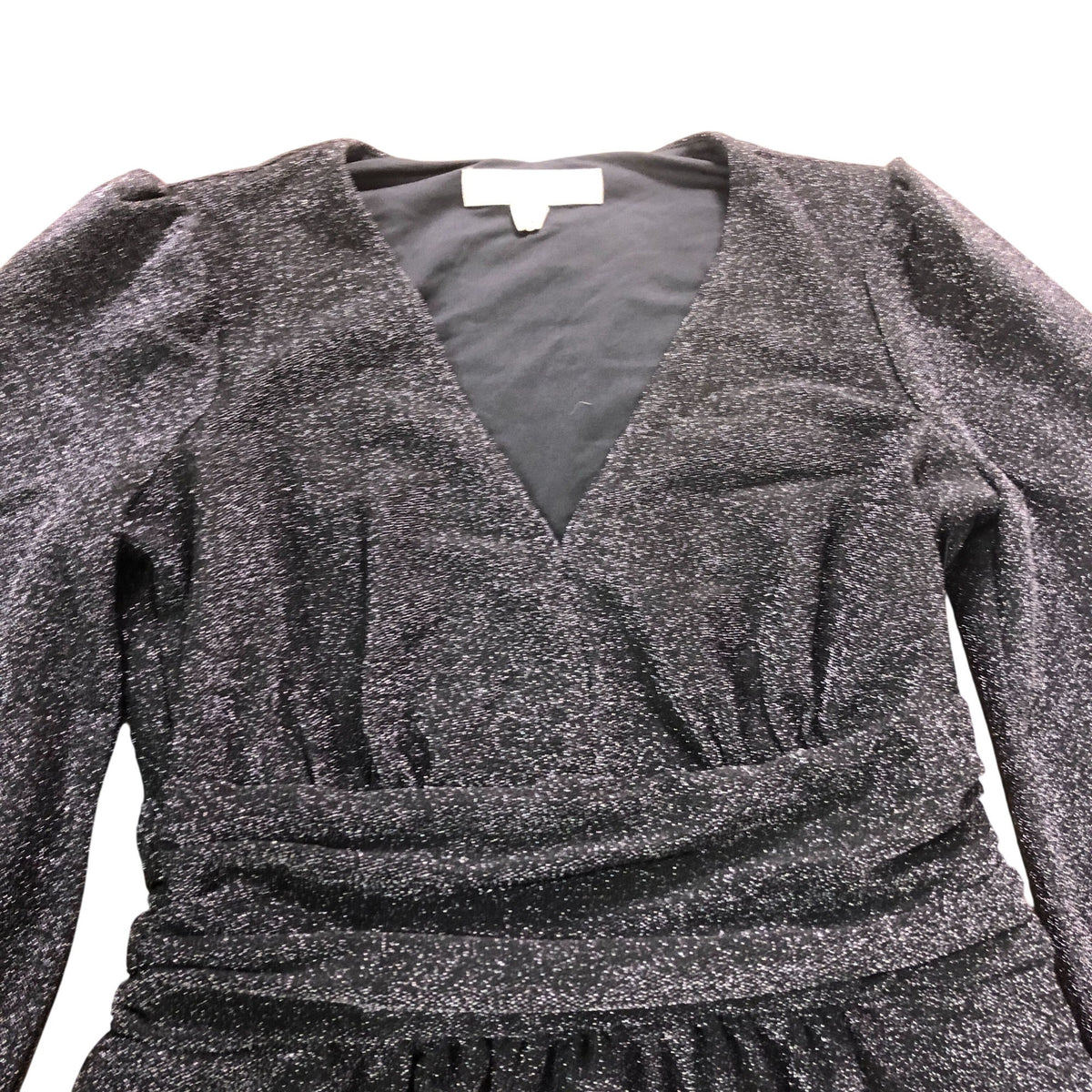 Black Sparkly Maxi Dress UK4 Petite Women's Long Sleeve V-Neck