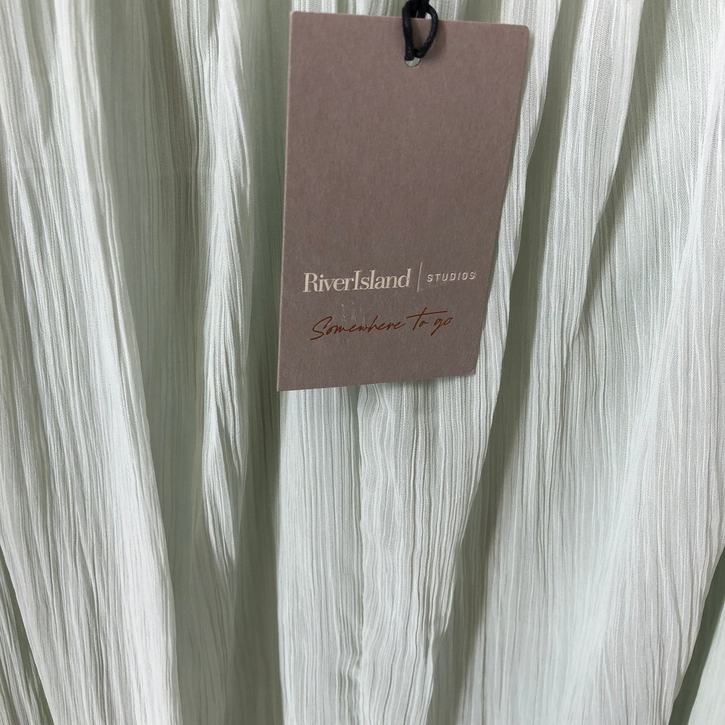 River Island Studio Maxi Dress UK16 Women's Pleated Light Green Sleeveless