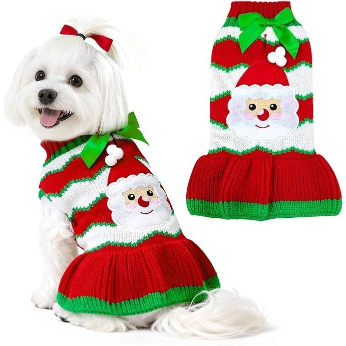 Christmas Dog Sweater Red White Green Santa Design 45cm Chest