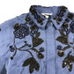 Arden Sequin Shirt Women's Blue Embroidered Long Sleeve Top