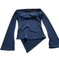River Island Long Sleeve Top Women's Navy Cowl Neck Flare Hem