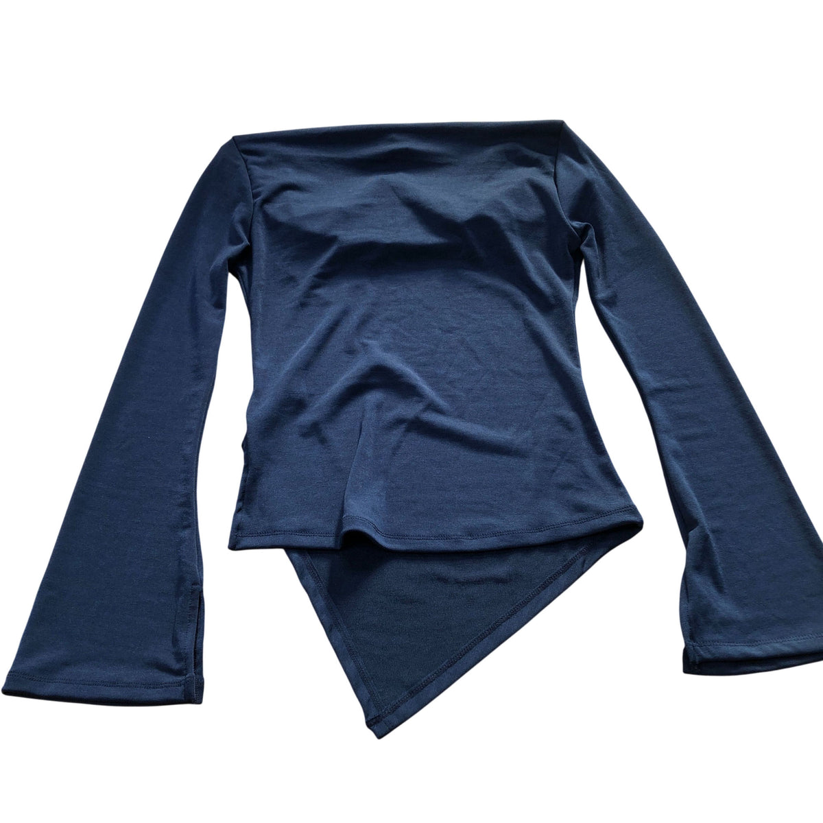River Island Long Sleeve Top Women's Navy Cowl Neck Flare Hem