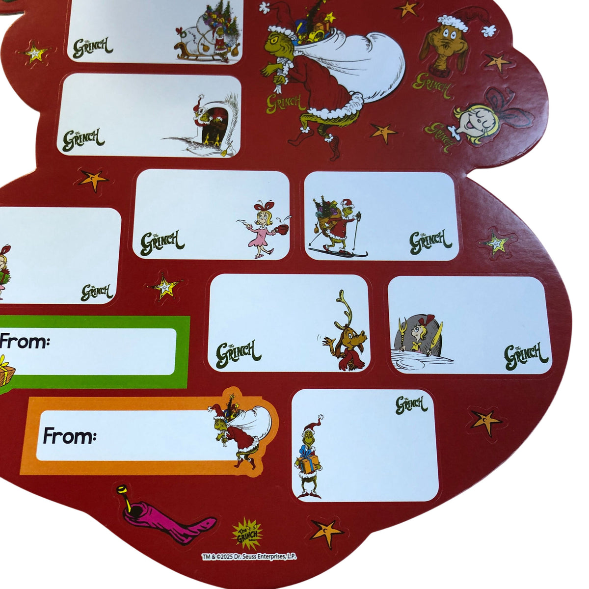 Grinch Gift Tag Christmas Stickers 50 Tags