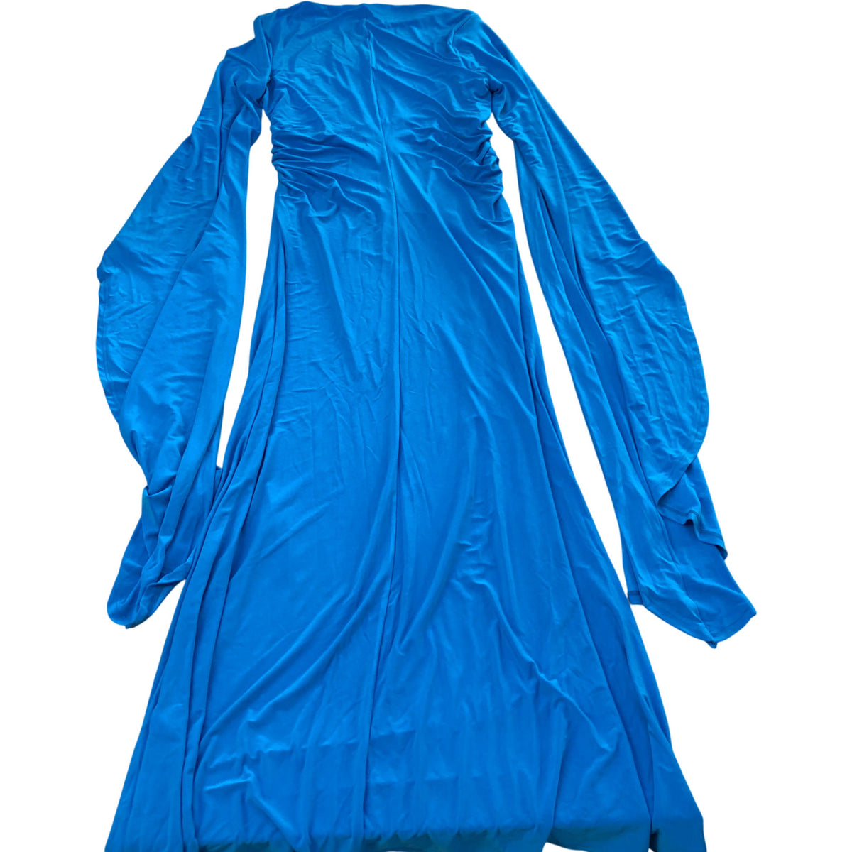 River Island Exaggerated Draped Flared Sleeve Blue Dress