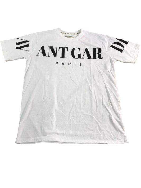 AVANT GARDE PARIS AGM105 UK L Men's White Cryptic Graphic T-Shirt