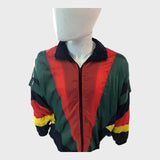 Green and Red Colour Block Wind Breaker Jacket