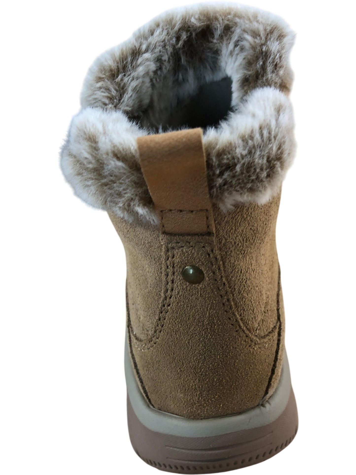 SKECHERS Relaxed Fit Women's Boots Size 3 Tan Zip Up Faux Fur Lining Comfort