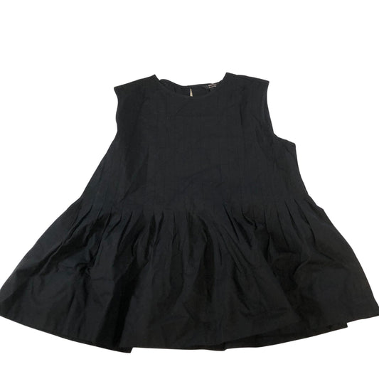 River Island UK10 Women's Black Pleated Dress Cotton Sleeveless Above Knee