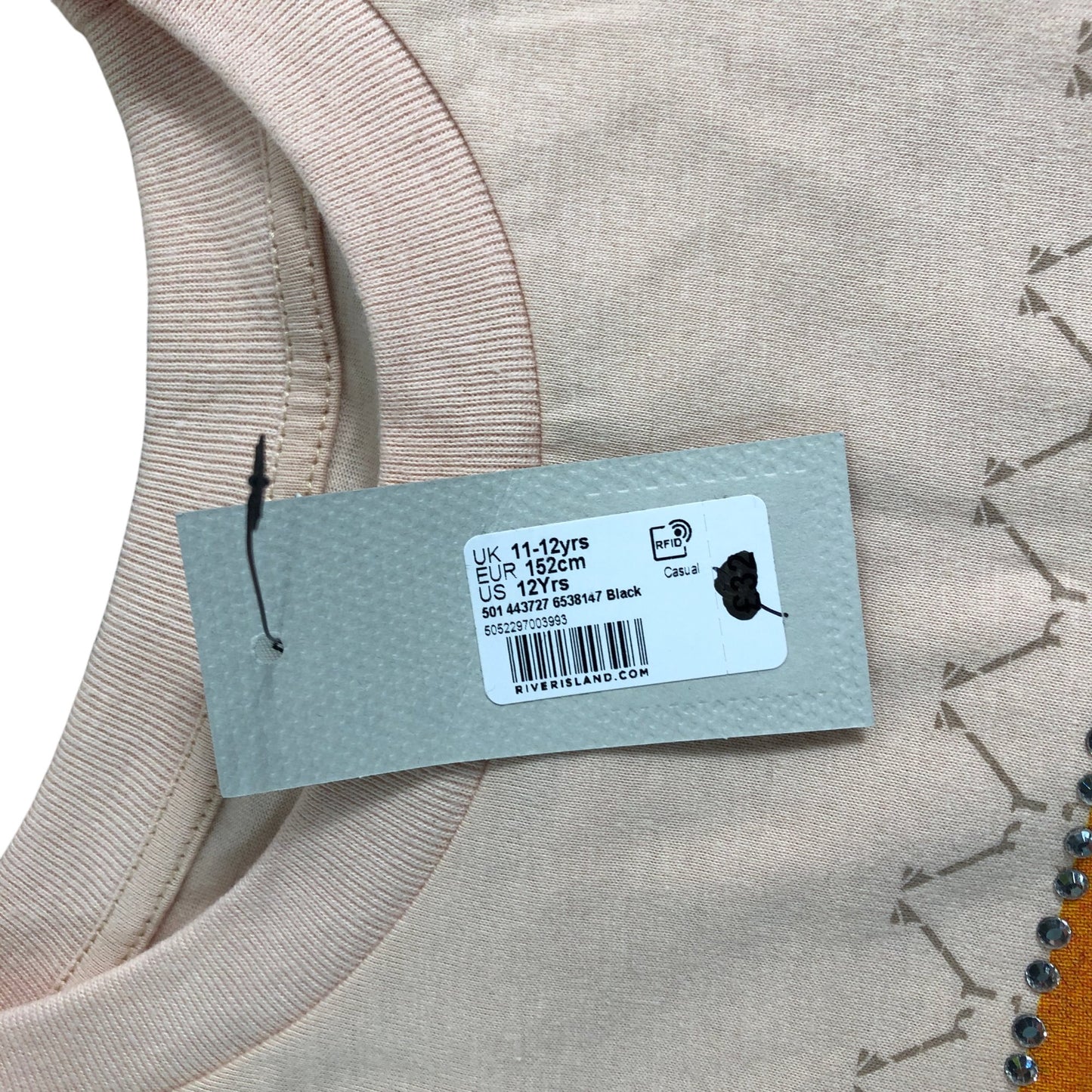 RIVER ISLAND Girls Graphic T-Shirt Size 12 Years Pink Ruffle Sleeve Top