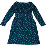 Polka Dot Dress Women's Long Sleeve Navy Green Patterned Cotton Size 6