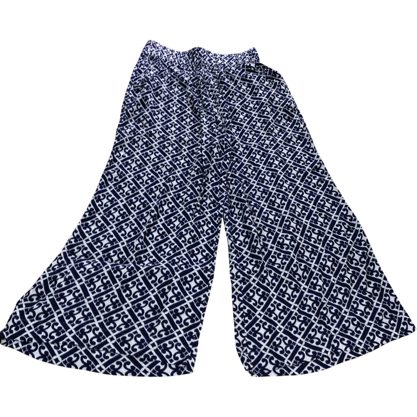 Boden Navy Crinkle Wide Leg Trousers - Size 10P