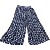 Boden Navy Crinkle Wide Leg Trousers - Size 10P