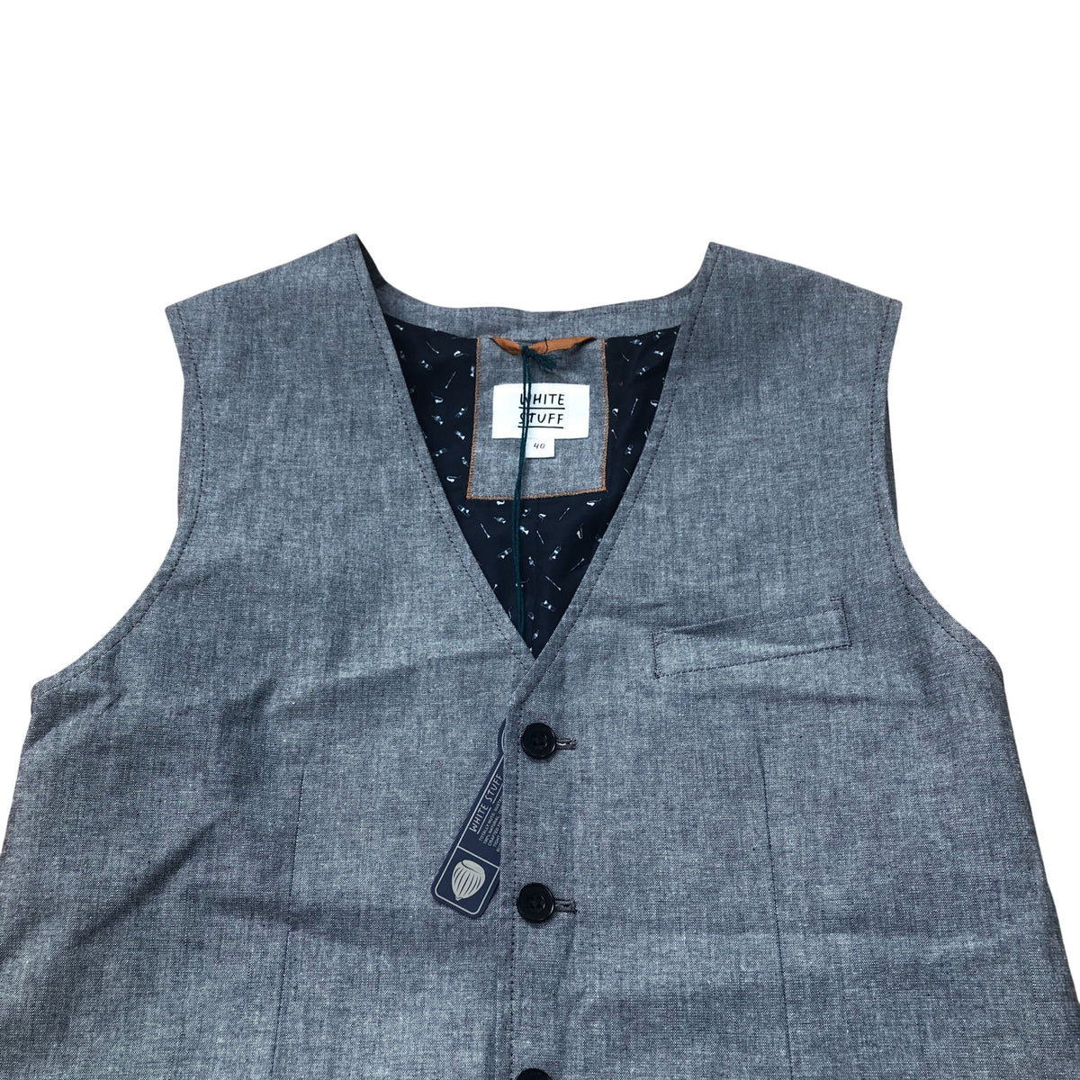 Mens Vested Waistcoat Smart Casual Button Up Grey Cotton Blend