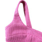 River Island Pink Crop Top Women's Textured Buttons Sleeveless - Large