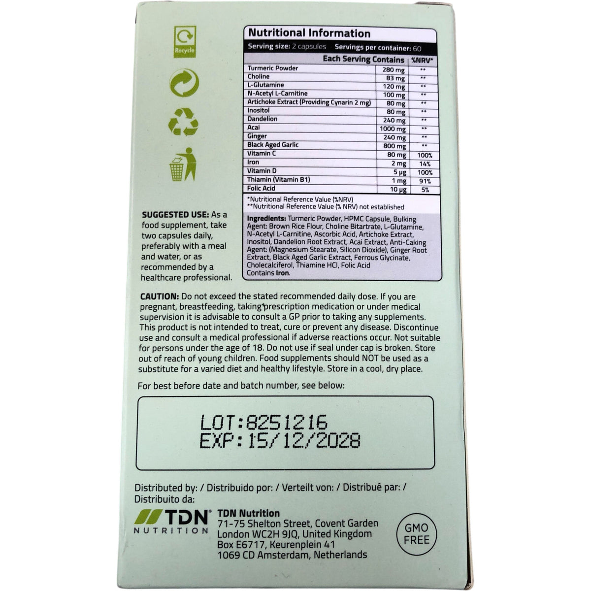 TDN Nutrition LivPro XL Multi Complex 240 Capsules Liver Function Support 2 Pack