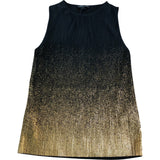 River Island Women's Sleeveless Top UK XS Gold Shimmer Pleated Style Black