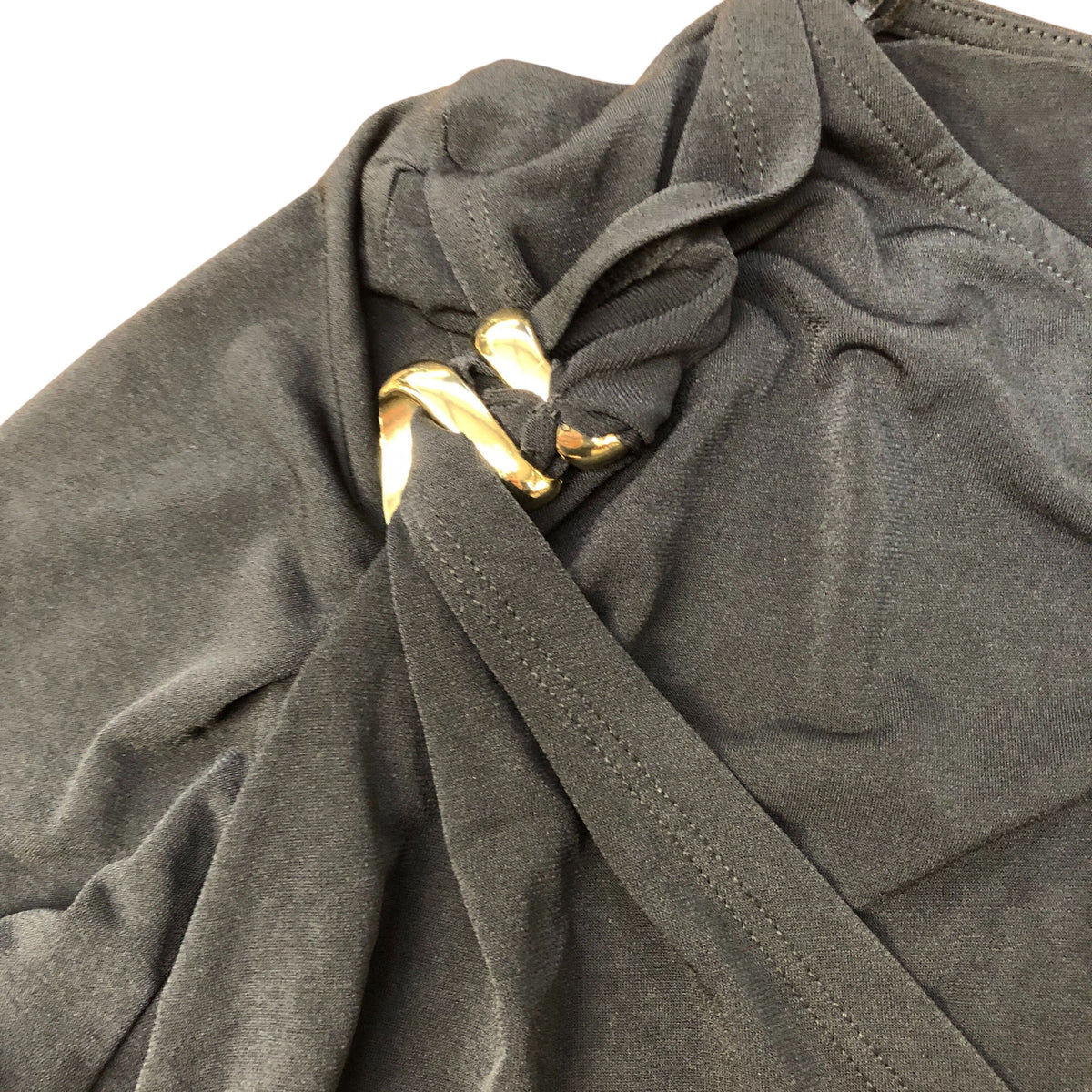 River Island Black Long Sleeve Top Women's Design with Gold Accent Size 16