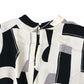 Women's Long Sleeve Graphic Print Dress Black Cream Grey UK 8