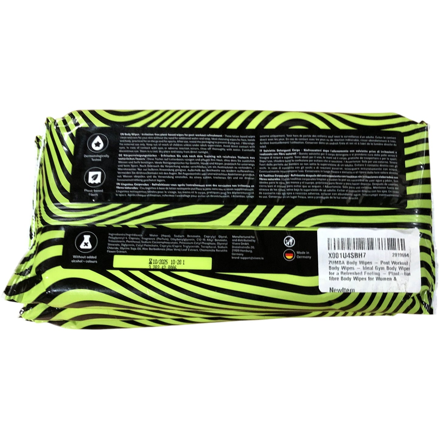 Zumba Front Row Fresh Body Wipes 3 Packs of 20 Post Workout Refresh Plant Based