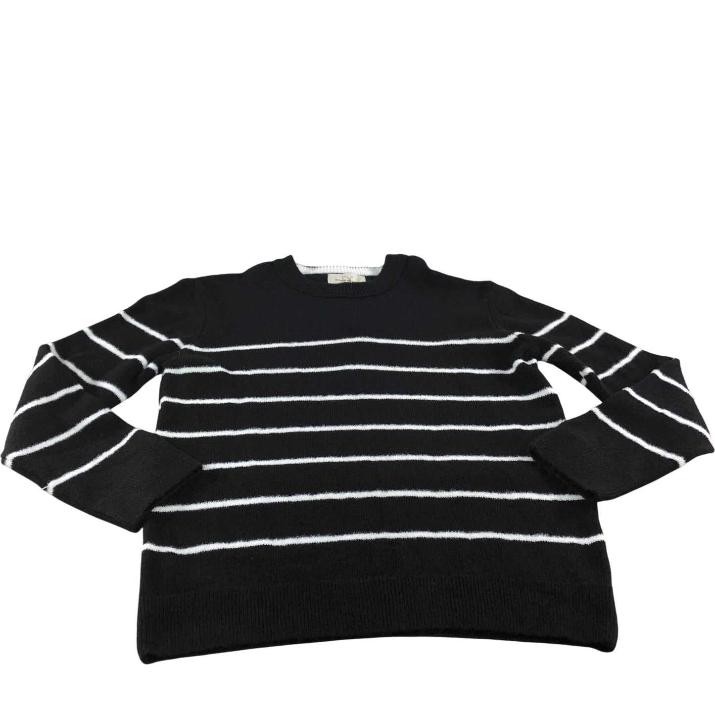 River Island Striped Sweater UK M Men's Black White Knit Crew Neck Jumper