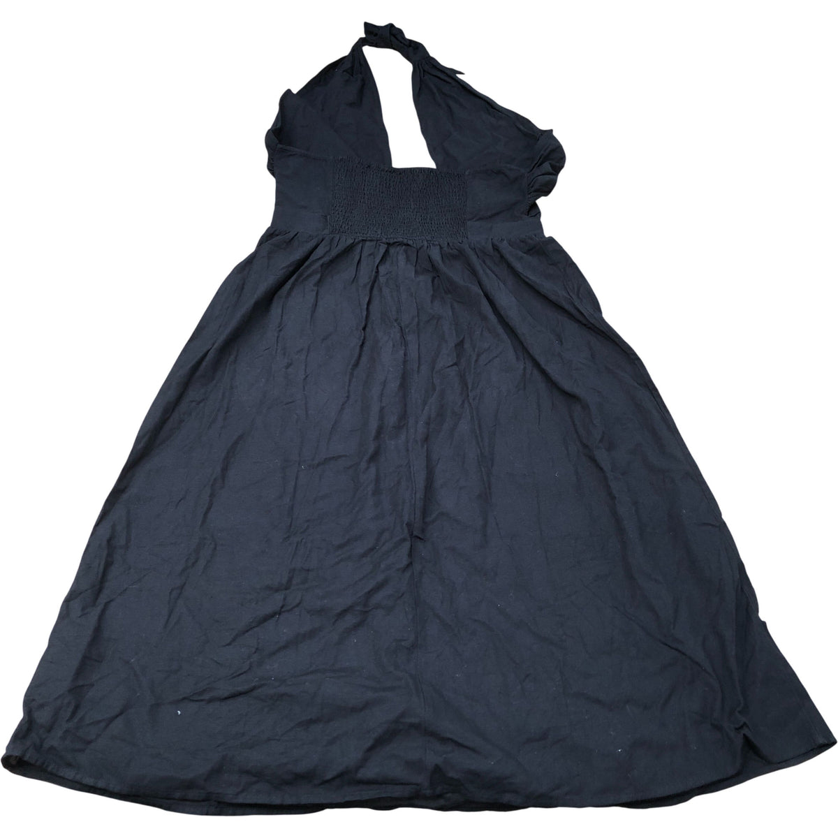 River Island Black Linen Halter Neck Dress Casual Summer Style Size 18