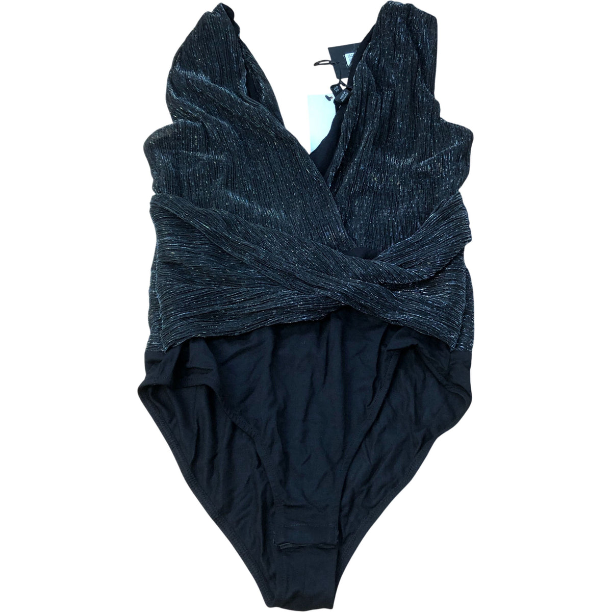 River Island Sparkly Bodysuit Women's Party Wear Black V Neck Strappy