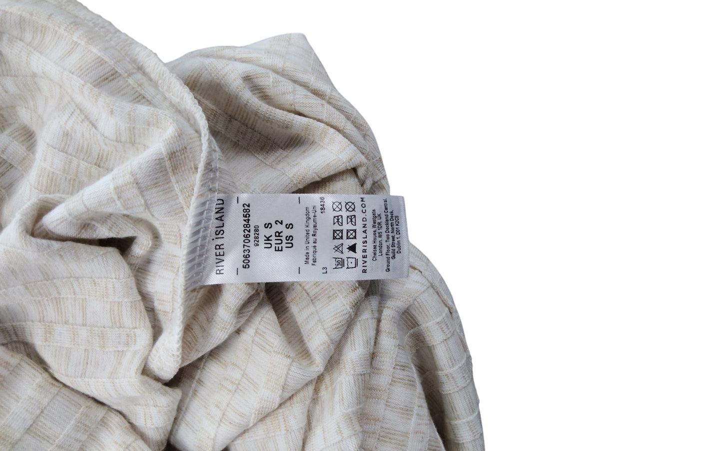 River Island Women's White Textured Tank Top UK Size S Sleeveless Style