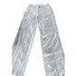 Branded Silver Leather Trousers UK12 Women's Stylish Casual Wide Leg
